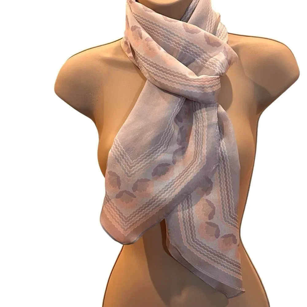 Vintage Katja Silk Blend Gray Print Scarf